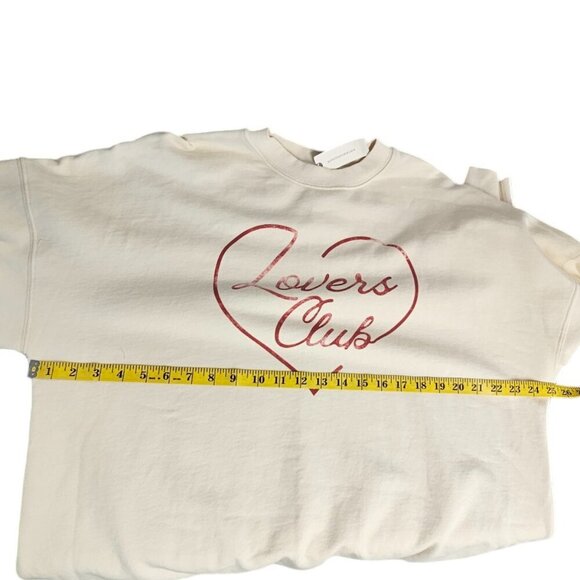 Spiritual Gangster Boyfriend Pullover Sweater, Graphic Lovers Club, Cream, Sz M - Picture 6 of 11